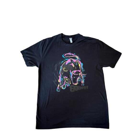 80eighty Men’s Large Black Short Sleeve T Shirt With Colorful Bull Outline Logo - Picture 1 of 7